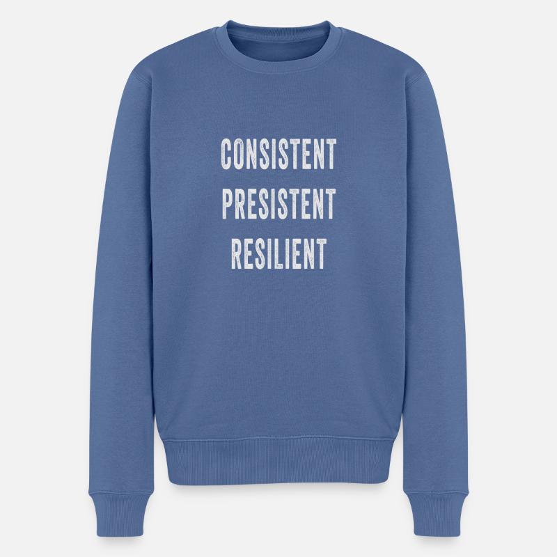 Résilient, Cohérent, Persistant - Pull Premium bio Homme - bleu pigeon