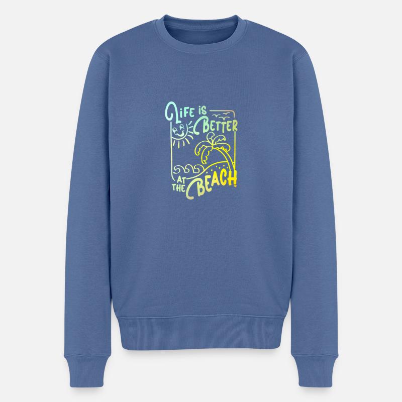 Life Is Better At The Beach - Männer Premium Bio Pullover - Taubenblau