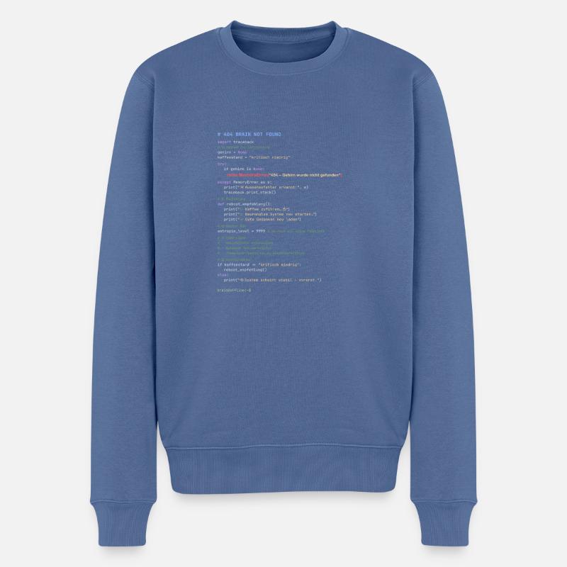 404 Cerveau introuvable Code Python - Pull Premium bio Homme - bleu pigeon