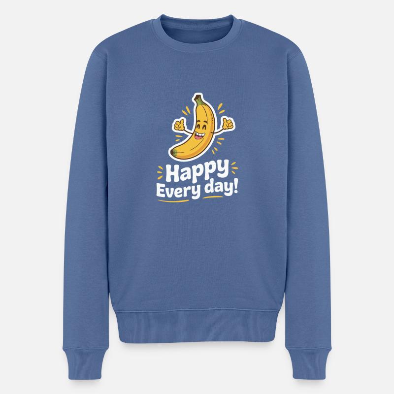 HEUREUX TOUS LES JOURS - Pull Premium bio Homme - bleu pigeon