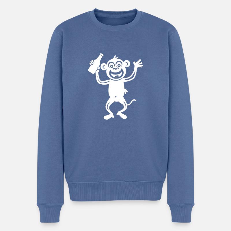 Bouteille de bière Monkey - Pull Premium bio Homme - bleu pigeon