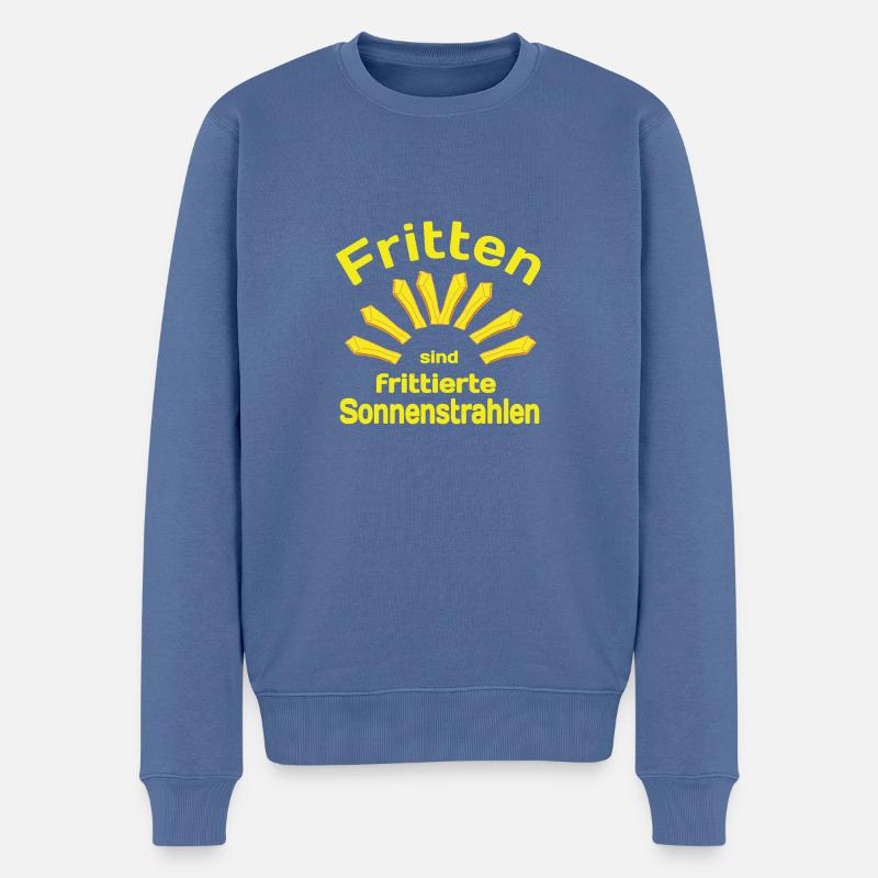Fritten Spruch Sonne - Männer Premium Bio Pullover - Taubenblau