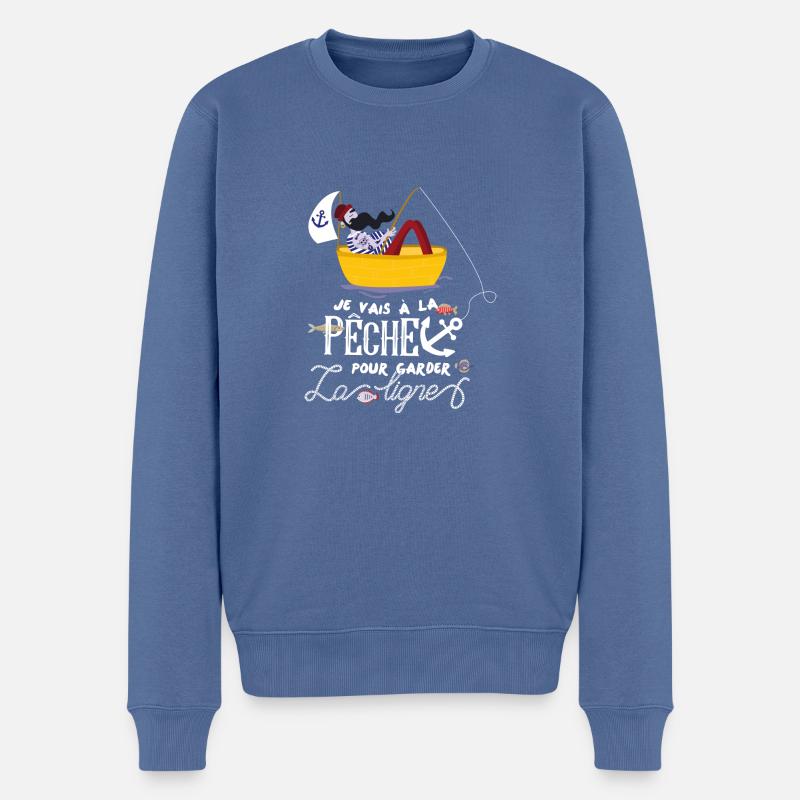 pêche pêcheur bateau barque poisson voilier ancre - Pull Premium bio Homme - bleu pigeon