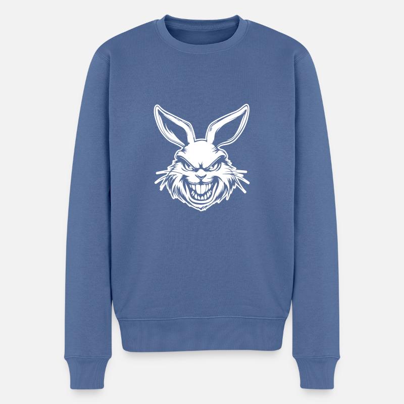 Hase Kopf - Männer Premium Bio Pullover - Taubenblau