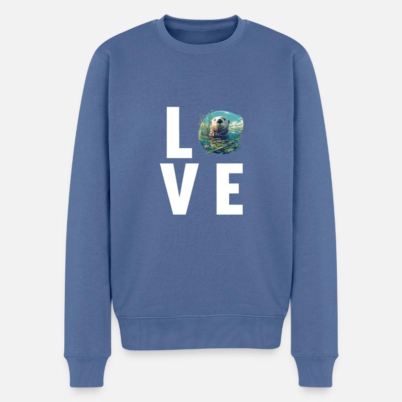Seeotter - Männer Premium Bio Pullover - Taubenblau