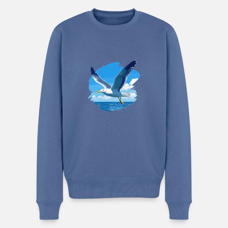Mouettes Mouette - Pull Premium bio Homme - bleu pigeon