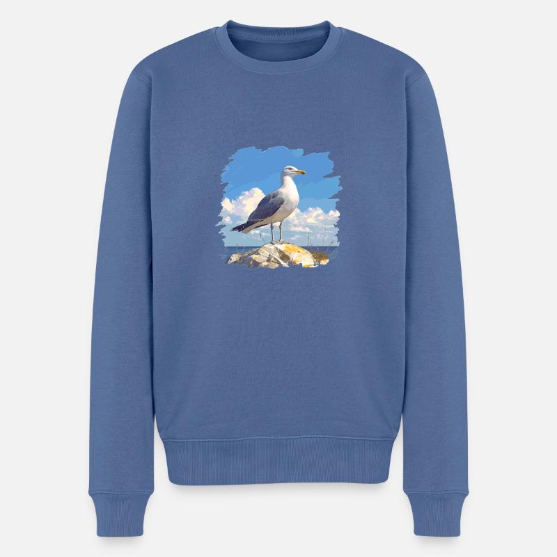 Mouettes Mouette - Pull Premium bio Homme - bleu pigeon