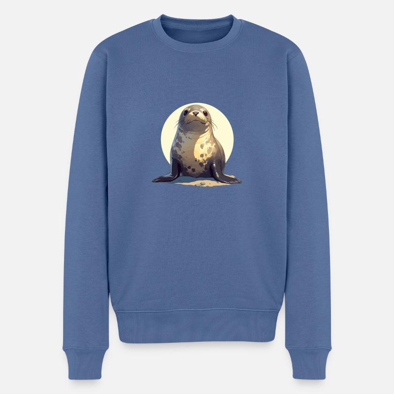 Robben Robbe - Männer Premium Bio Pullover - Taubenblau
