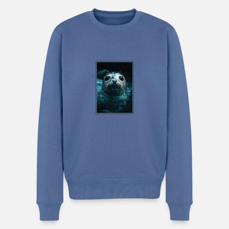 Robben Robbe - Männer Premium Bio Pullover - Taubenblau