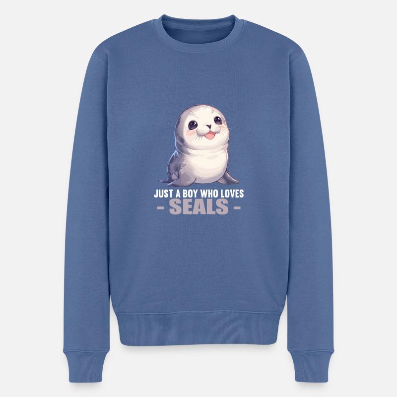 Robben Robbe - Männer Premium Bio Pullover - Taubenblau