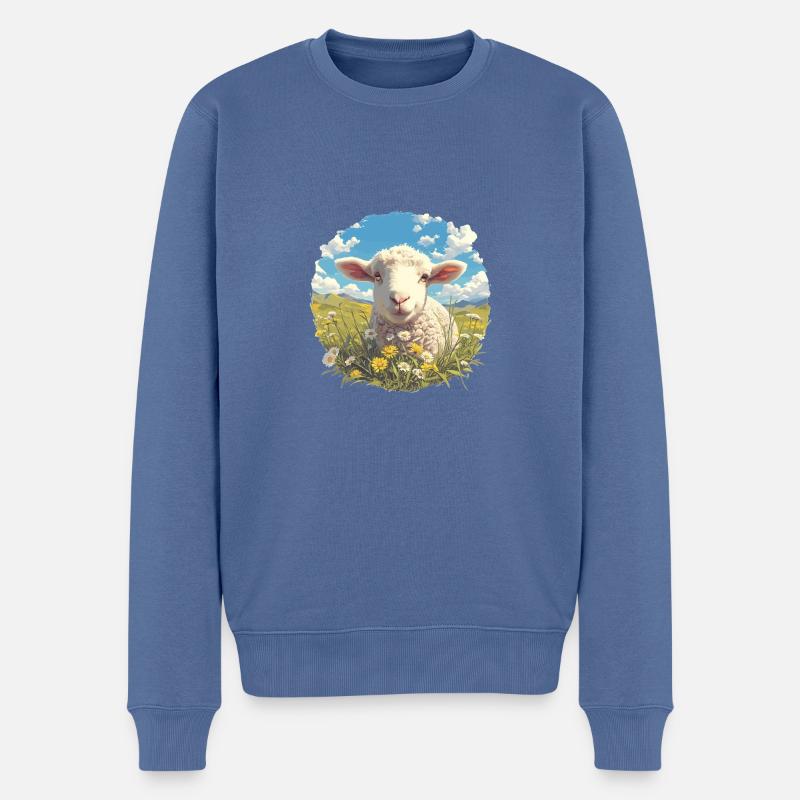 Schafe Schaf - Männer Premium Bio Pullover - Taubenblau
