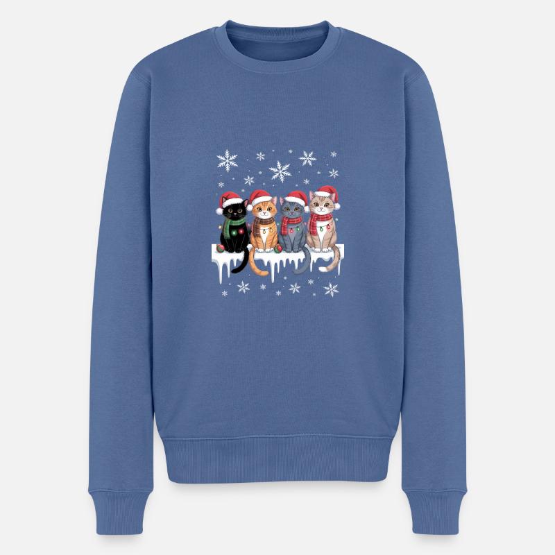 Chat mignon renne Noël - Pull Premium bio Homme - bleu pigeon