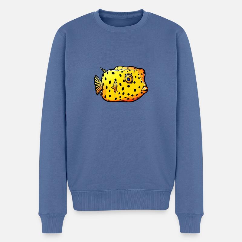 Kofferfische Kofferfisch - Männer Premium Bio Pullover - Taubenblau