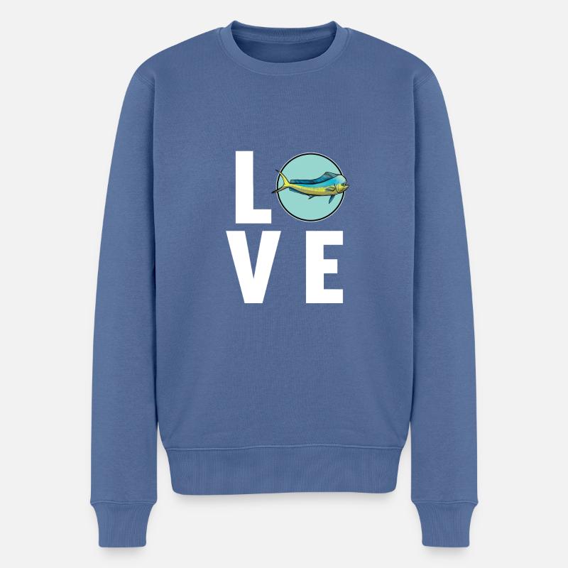 Mahi Mahi Goldmakrele - Männer Premium Bio Pullover - Taubenblau