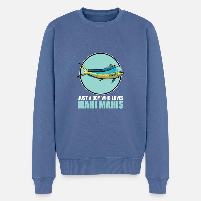 Mahi Mahi Goldmakrele - Männer Premium Bio Pullover - Taubenblau
