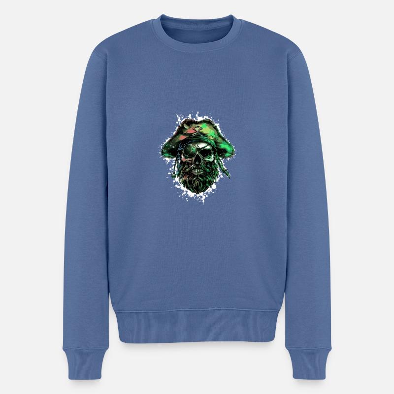 Capitaine Crâne de pirate - Pull Premium bio Homme - bleu pigeon