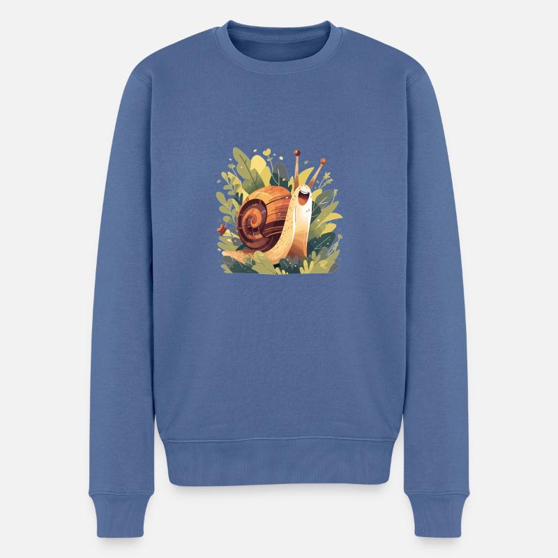 Schnecken Schnecke - Männer Premium Bio Pullover - Taubenblau