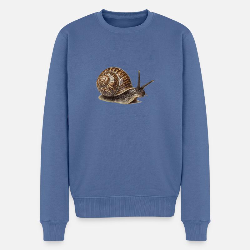 Schnecken Schnecke - Männer Premium Bio Pullover - Taubenblau