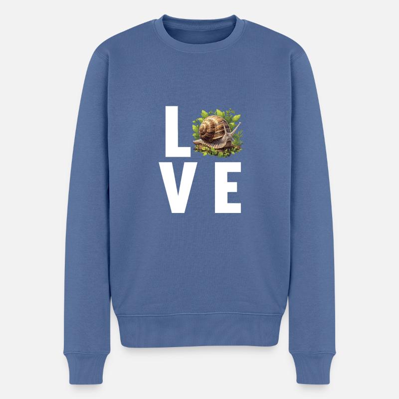 Schnecken Schnecke - Männer Premium Bio Pullover - Taubenblau