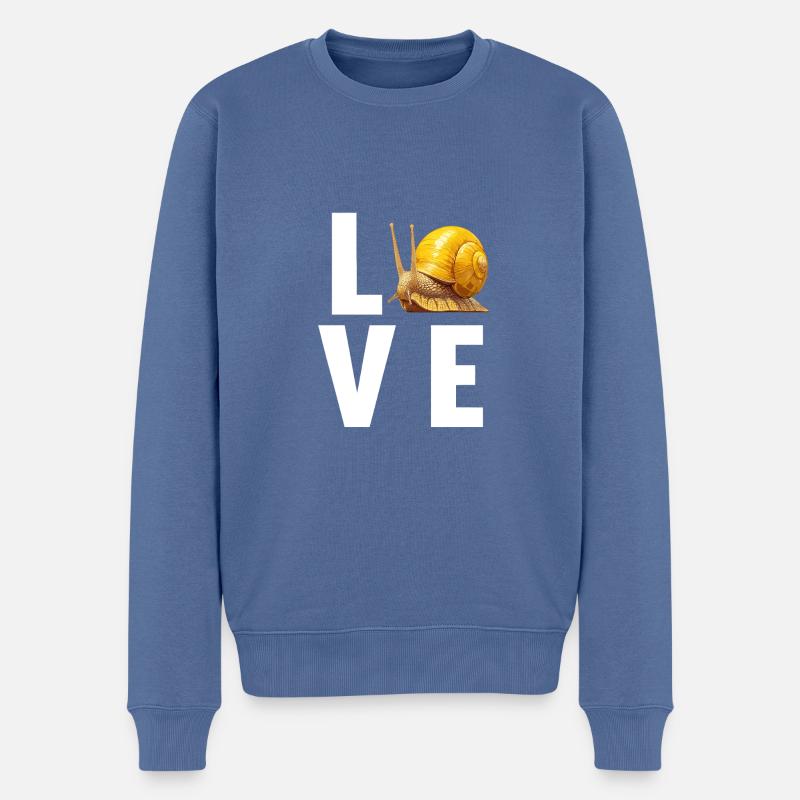 Schnecken Schnecke - Männer Premium Bio Pullover - Taubenblau
