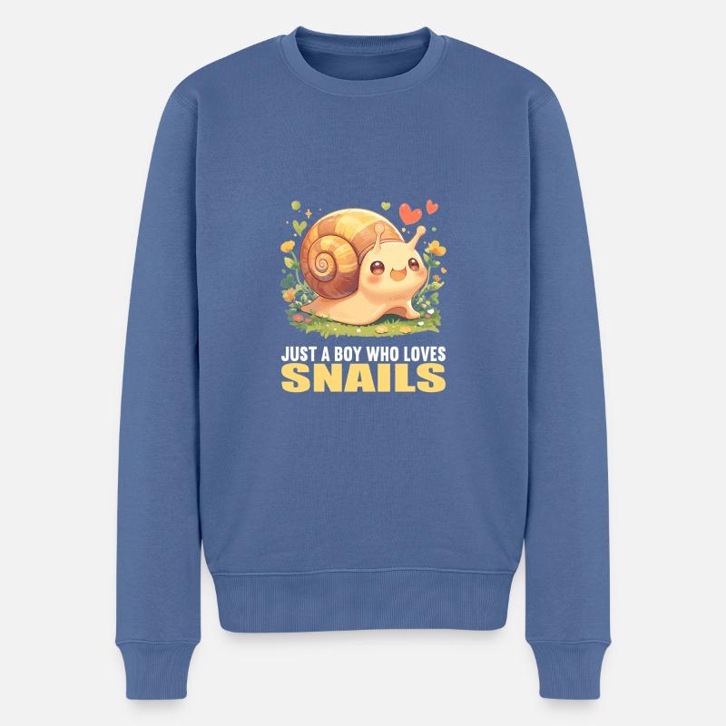 Schnecken Schnecke - Männer Premium Bio Pullover - Taubenblau