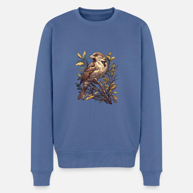 Spatzen Spatz - Männer Premium Bio Pullover - Taubenblau