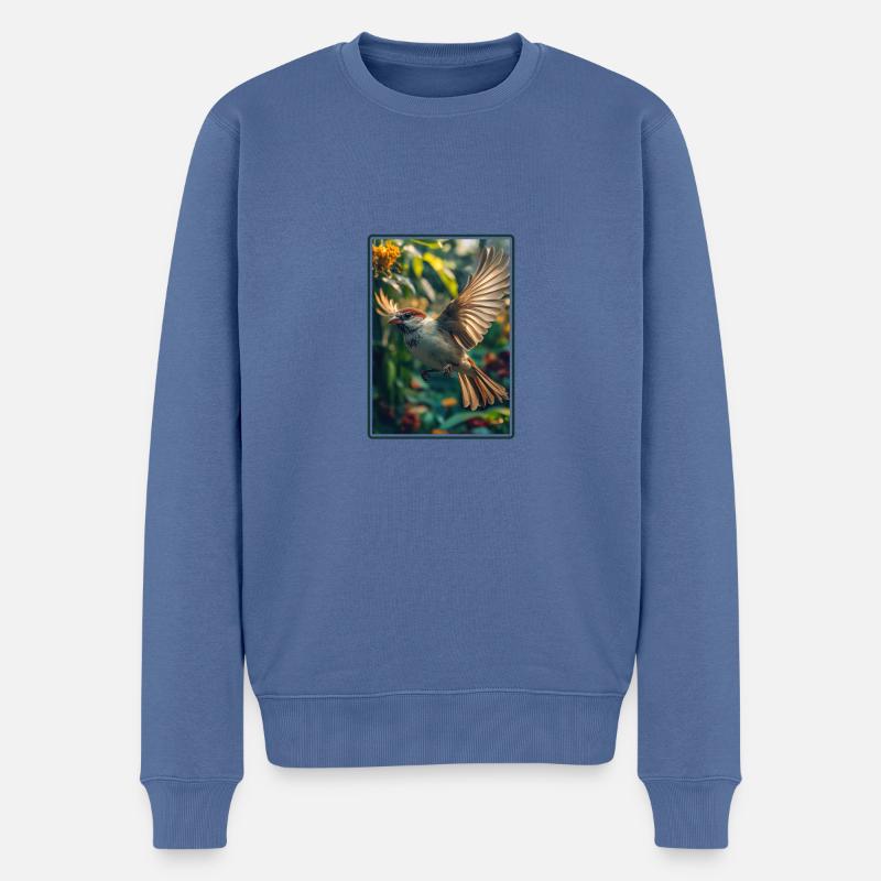 Spatzen Spatz - Männer Premium Bio Pullover - Taubenblau