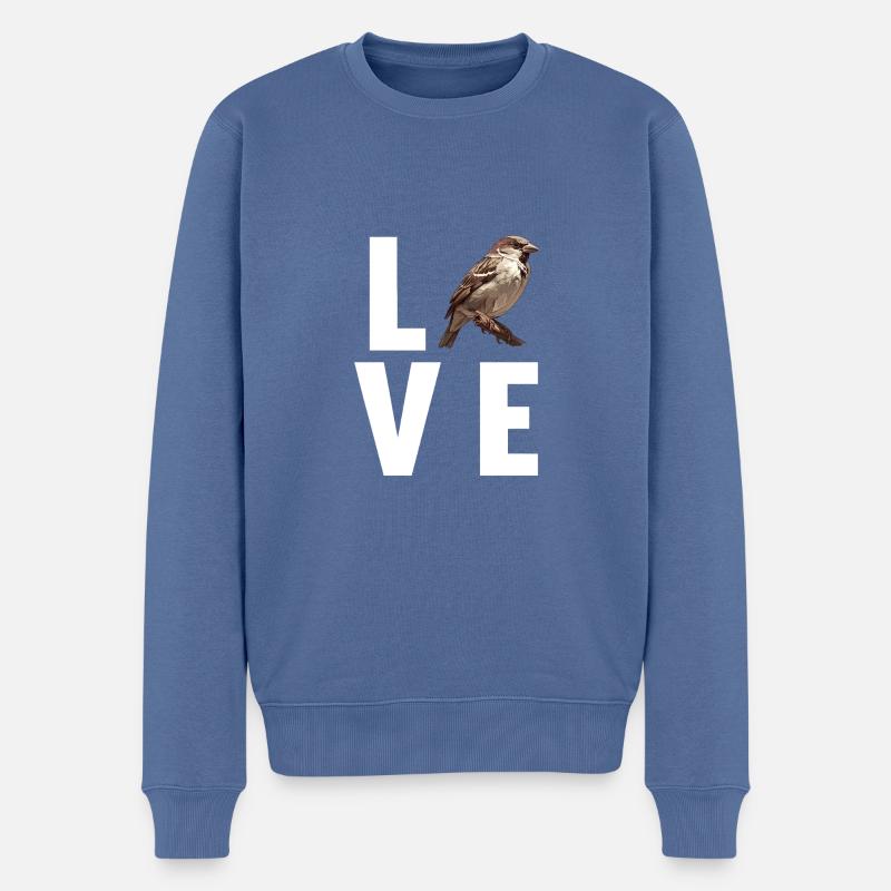 Spatzen Spatz - Männer Premium Bio Pullover - Taubenblau