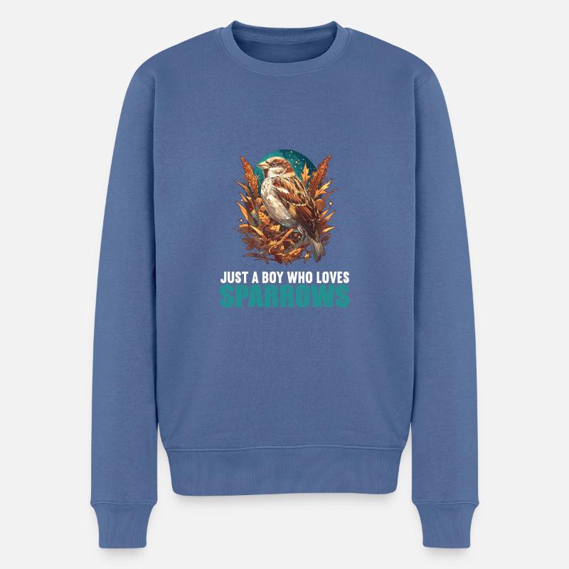 Spatzen Spatz - Männer Premium Bio Pullover - Taubenblau