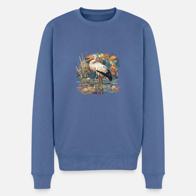 Cigognes Cigognes - Pull Premium bio Homme - bleu pigeon