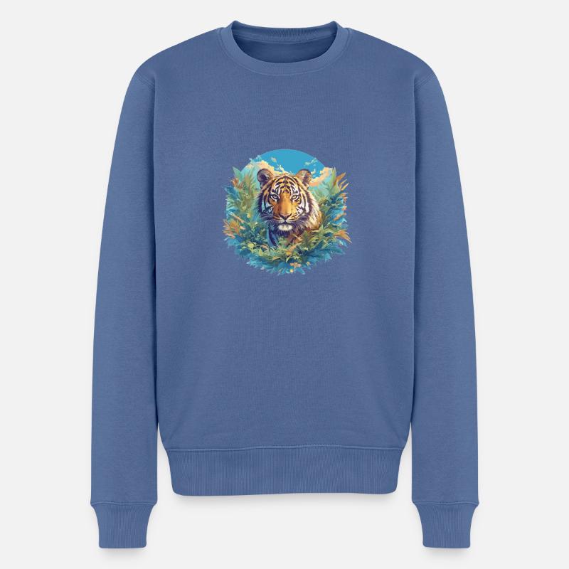 Sumatra-Tiger - Männer Premium Bio Pullover - Taubenblau