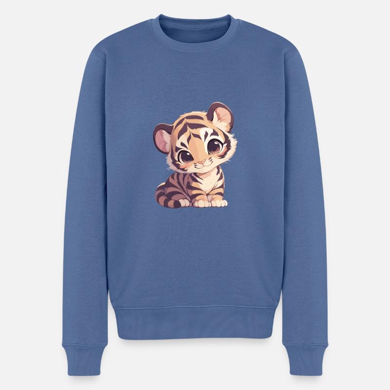 Sumatra-Tiger - Männer Premium Bio Pullover - Taubenblau