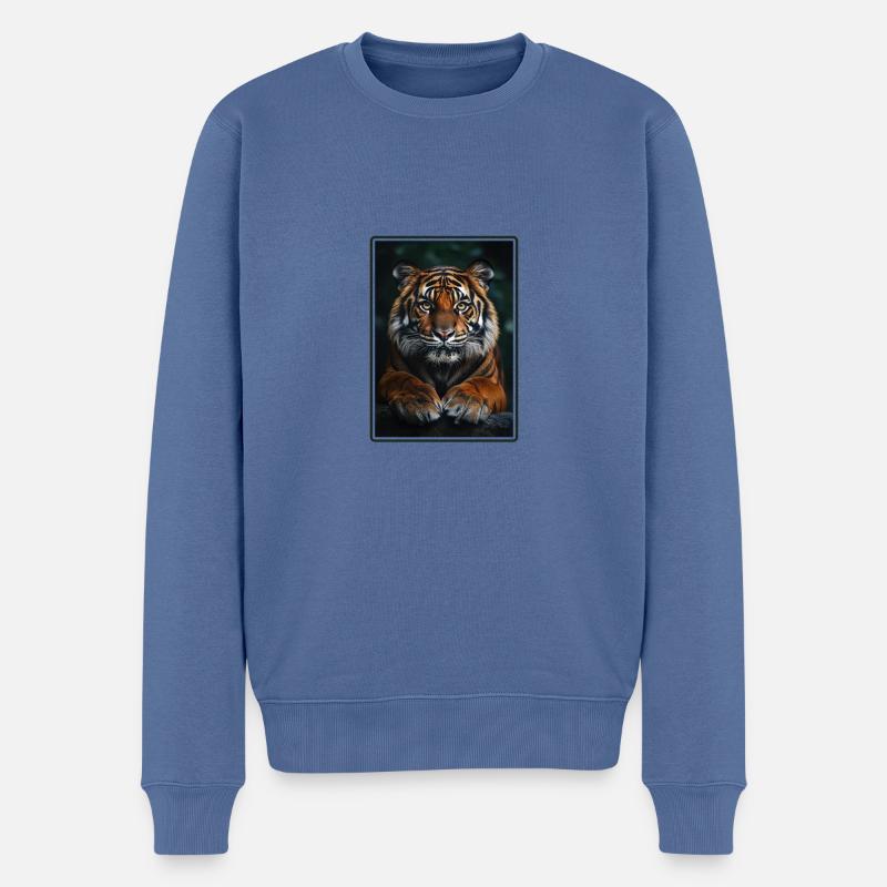 Sumatra-Tiger - Männer Premium Bio Pullover - Taubenblau