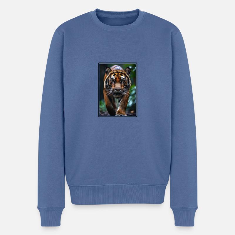 Sumatra-Tiger - Männer Premium Bio Pullover - Taubenblau