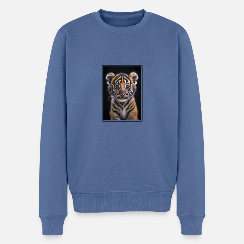 Sumatra-Tiger - Männer Premium Bio Pullover - Taubenblau