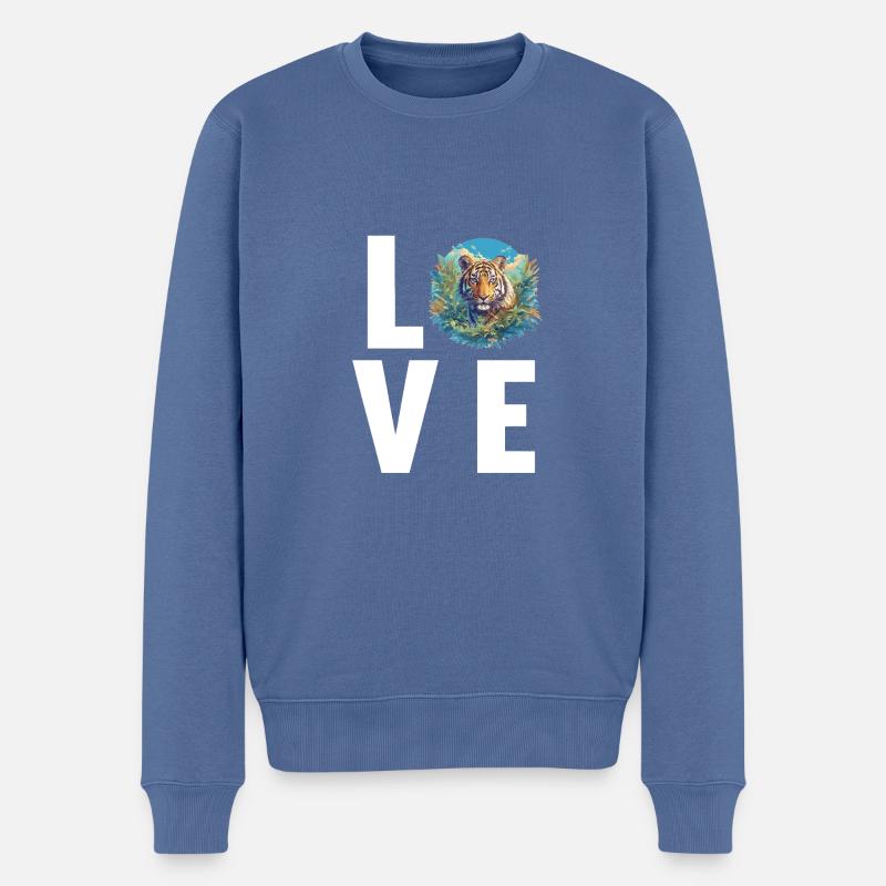 Sumatra-Tiger - Männer Premium Bio Pullover - Taubenblau
