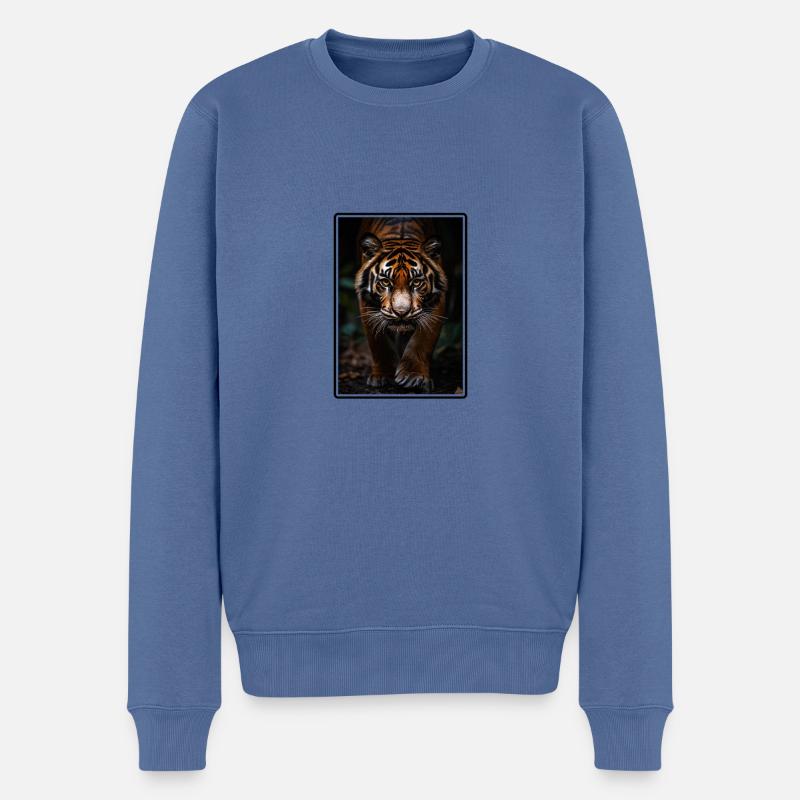 Sumatra-Tiger - Männer Premium Bio Pullover - Taubenblau