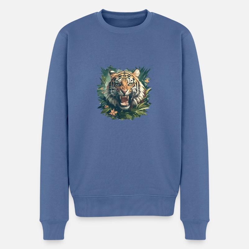 Sumatra-Tiger - Männer Premium Bio Pullover - Taubenblau