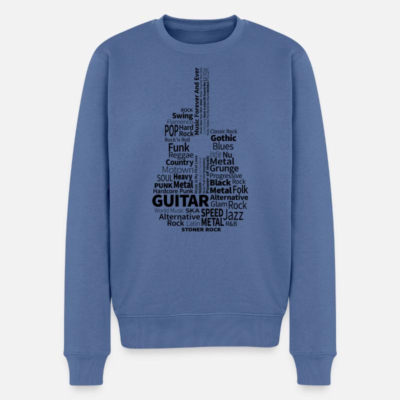 Guitar Black - auf hell - Männer Premium Bio Pullover - Taubenblau