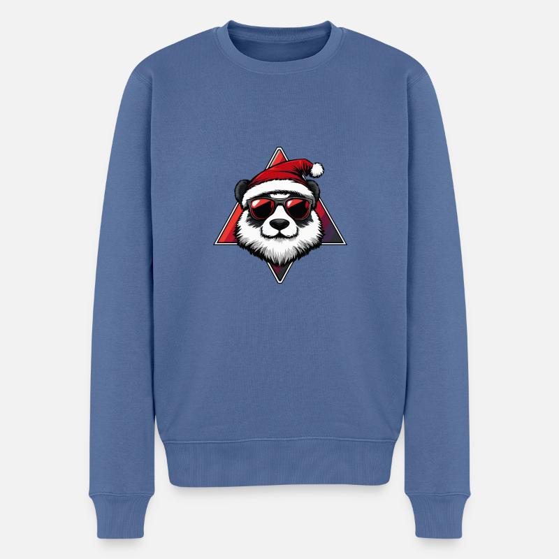 Panda Noël Cool - Pull Premium bio Homme - bleu pigeon
