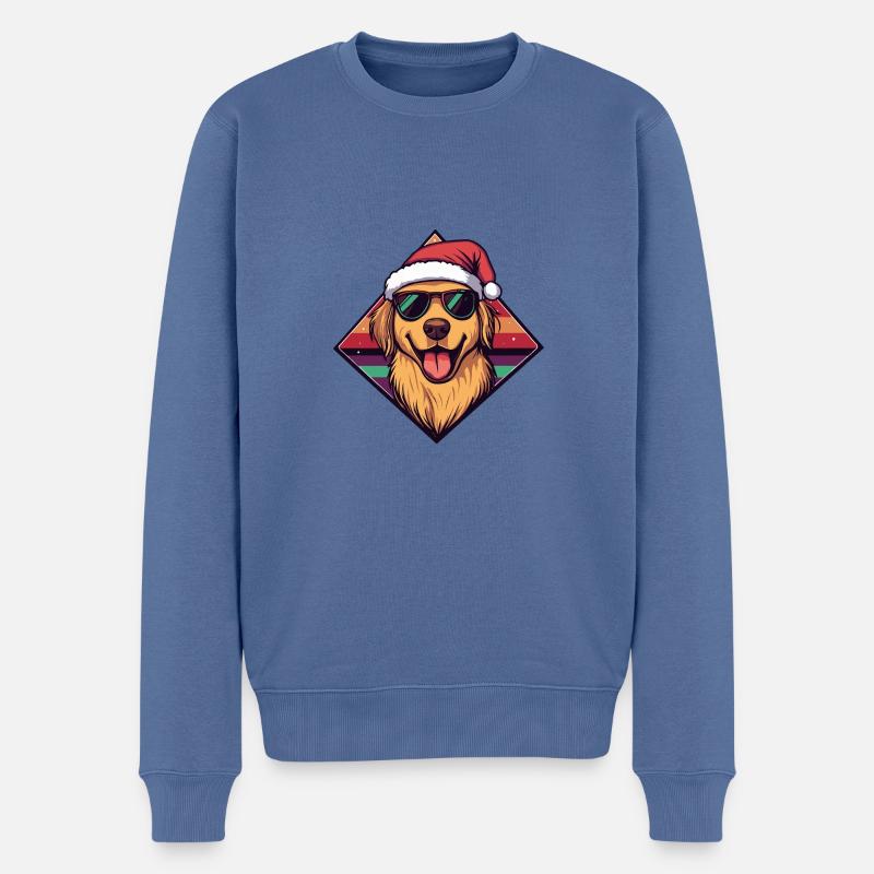 Golden Retriever Hund Weihnachten Cool - Männer Premium Bio Pullover - Taubenblau