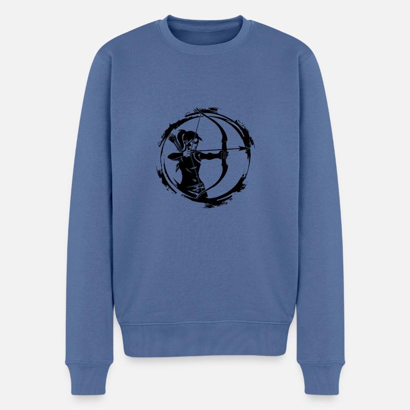 Silhouette de tir à l’arc - Pull Premium bio Homme - bleu pigeon