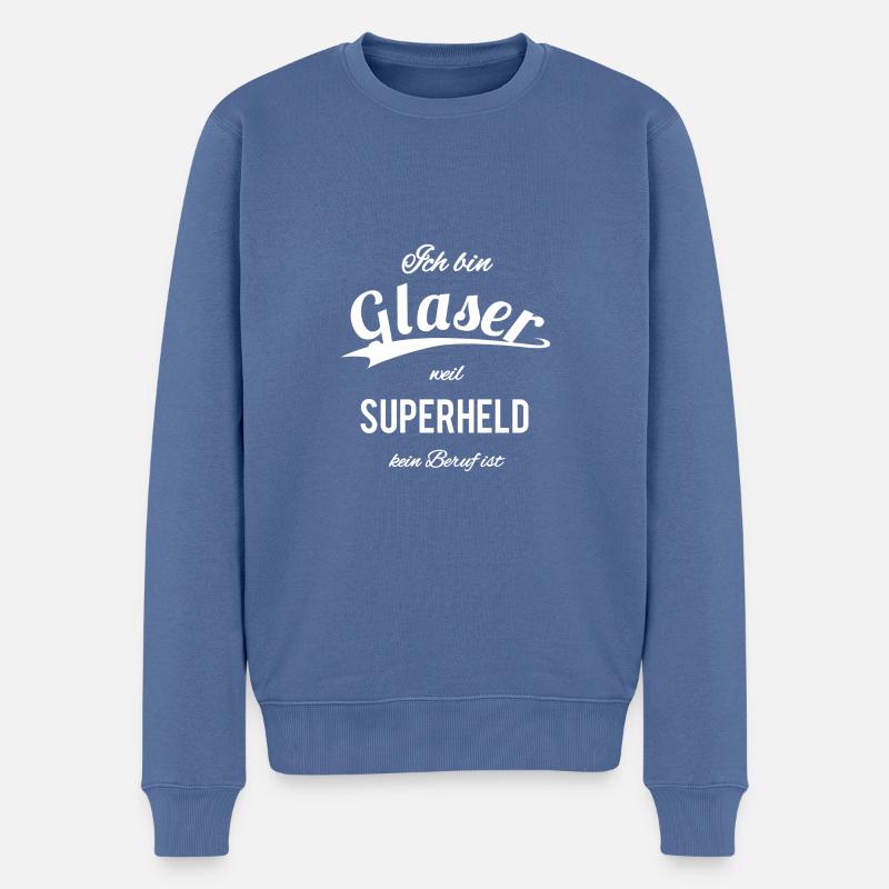 Glaser - Männer Premium Bio Pullover - Taubenblau