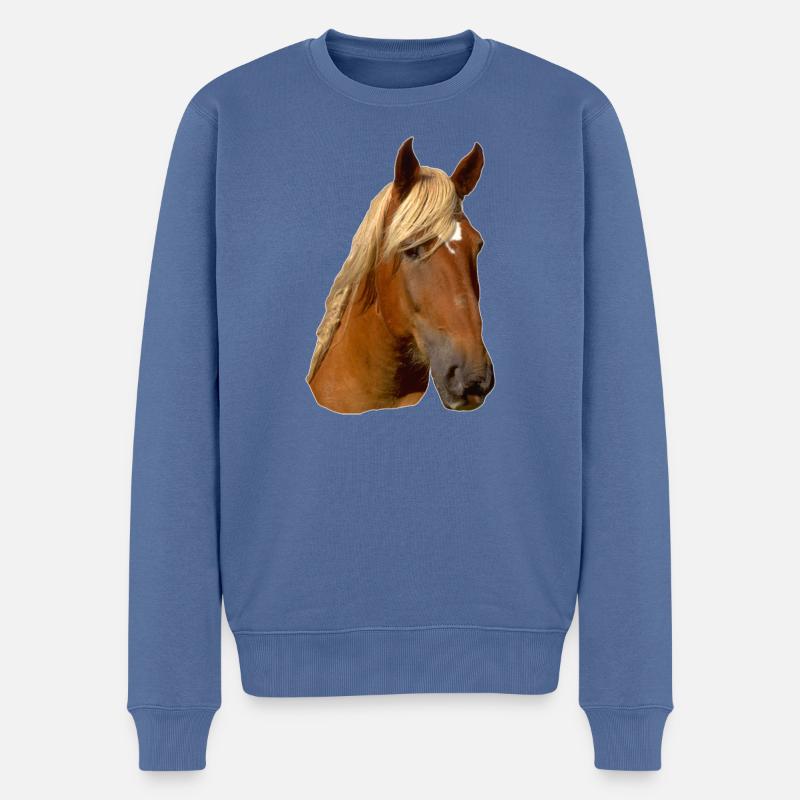 Pferd frontal - Männer Premium Bio Pullover - Taubenblau