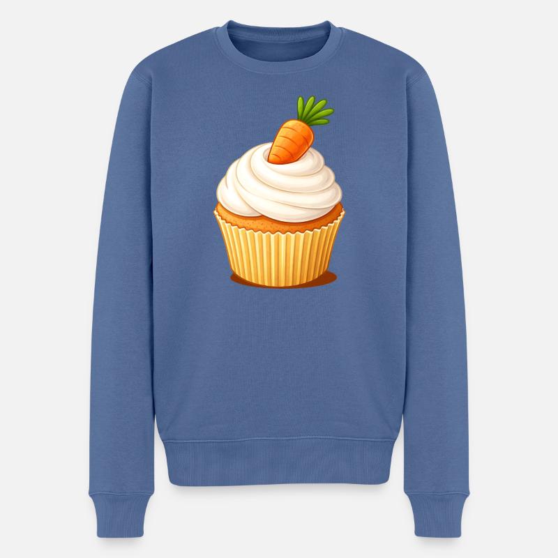 Carrot Cake Cupcake Illustration  - Männer Premium Bio Pullover - Taubenblau