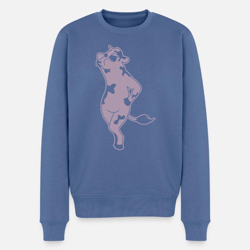 Elegante Kuh Model Silhouette Bauernhof - Männer Premium Bio Pullover - Taubenblau