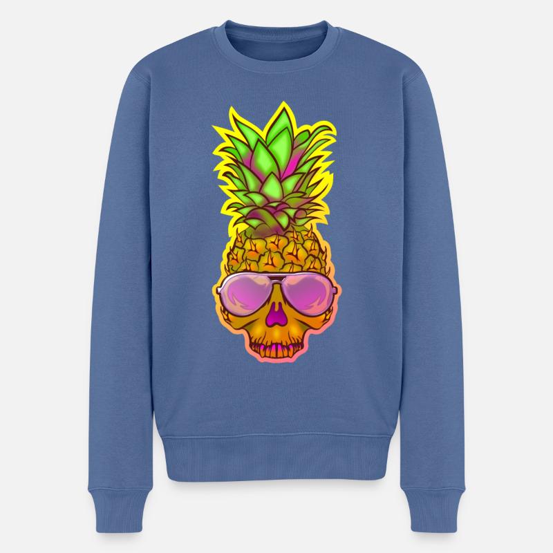 Totenkopf-Ananas 1 - Männer Premium Bio Pullover - Taubenblau