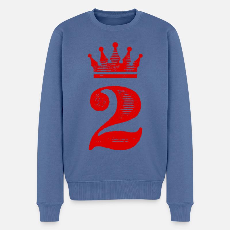2 Couronne numérique - Pull Premium bio Homme - bleu pigeon