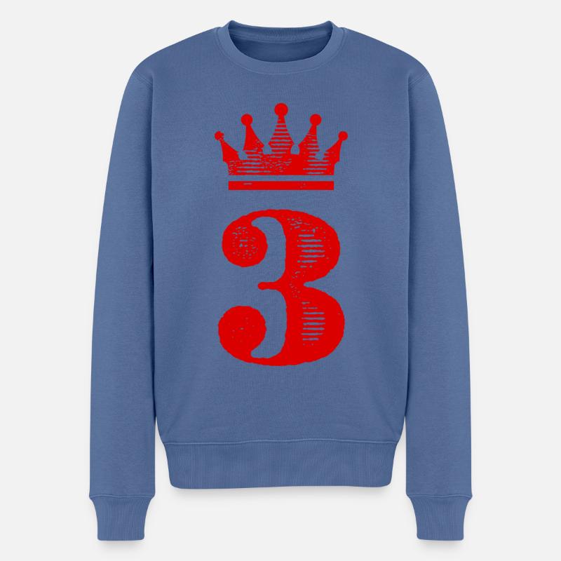3 Couronne numérique - Pull Premium bio Homme - bleu pigeon