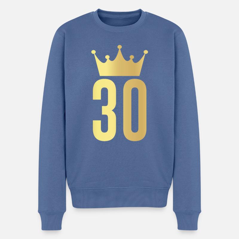 30. Geburtstag Geschenk - Männer Premium Bio Pullover - Taubenblau